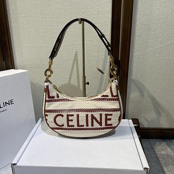 	 KITLIFE CELINE MEDIUM AVA STRAP BAG IN TEXTILE WITH CELINE ALL-OVER AND CALFSKIN WHITE / RED - 23 X 13.5 X 6 CM