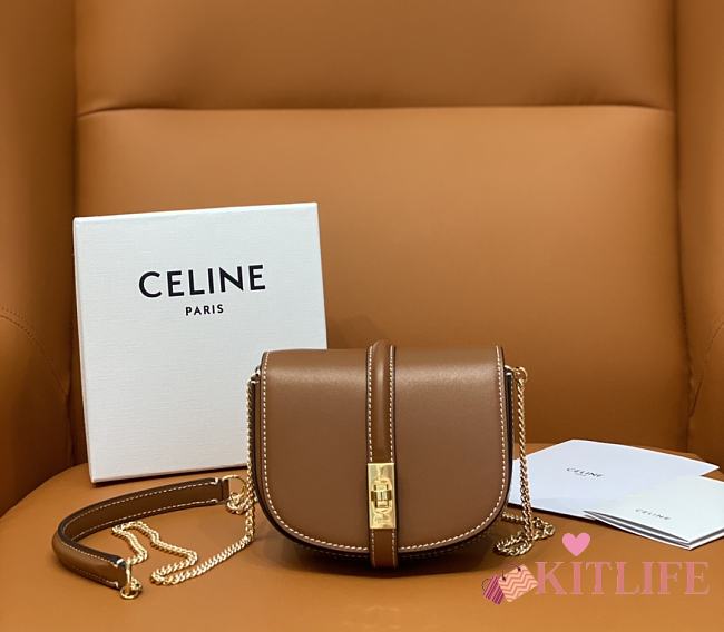 KITLIFE CELINE SMALL 16 WALLET ON CHAIN IN SHINY CALFSKIN TAN - 14 X 11 X 5 CM - 1