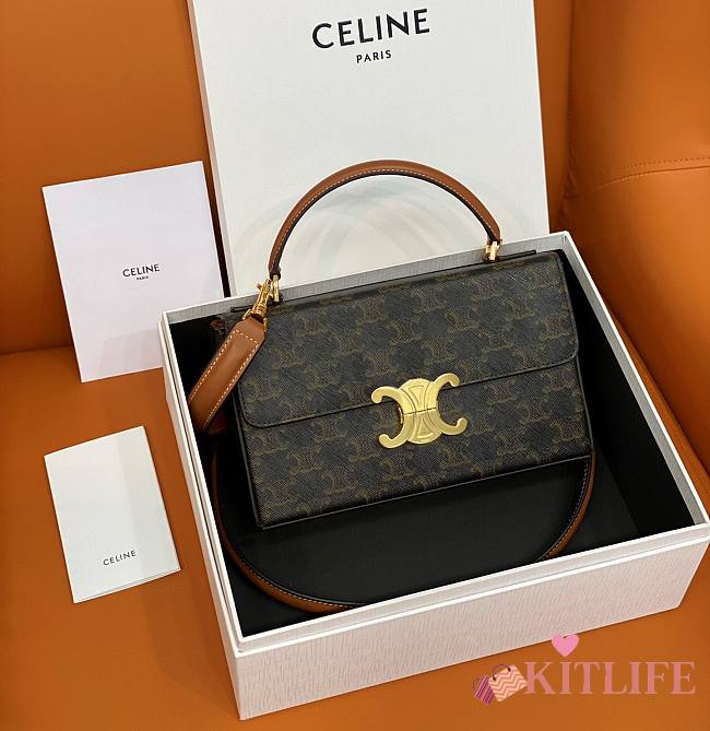 KITLIFE CELINE BOX TRIOMPHE IN TRIOMPHE CANVAS AND CALFSKIN TAN - 22 X 13.5 X 6 CM - 1