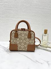 	 Kitlife Loewe Amazona 16 Square bag in Anagram jacquard and calfskin tan - 16X14X8.5 cm - 4