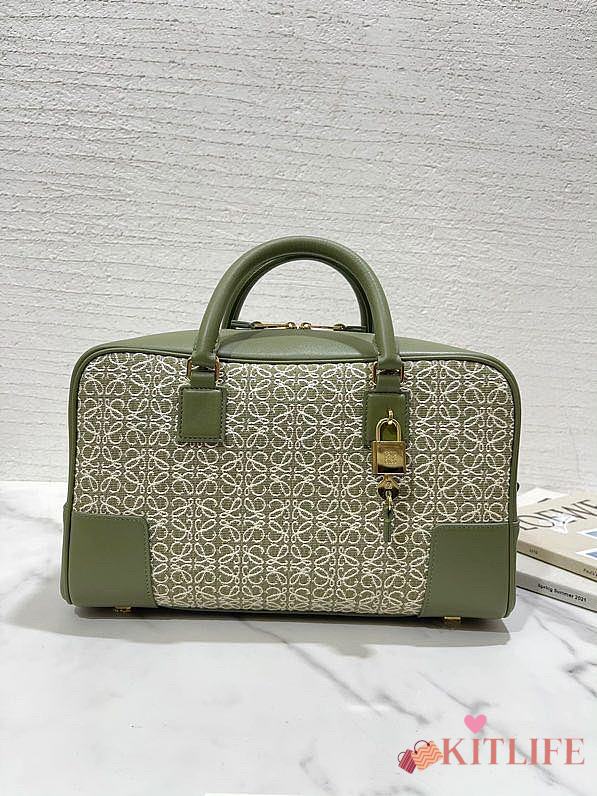 	 Kitlife Loewe Amazona 28 Square bag in Anagram jacquard and calfskin green - 28X18X11 cm - 1