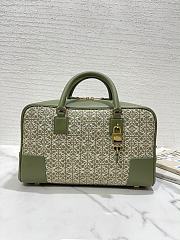 	 Kitlife Loewe Amazona 28 Square bag in Anagram jacquard and calfskin green - 28X18X11 cm - 1