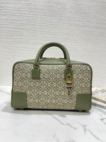 	 Kitlife Loewe Amazona 28 Square bag in Anagram jacquard and calfskin green - 28X18X11 cm