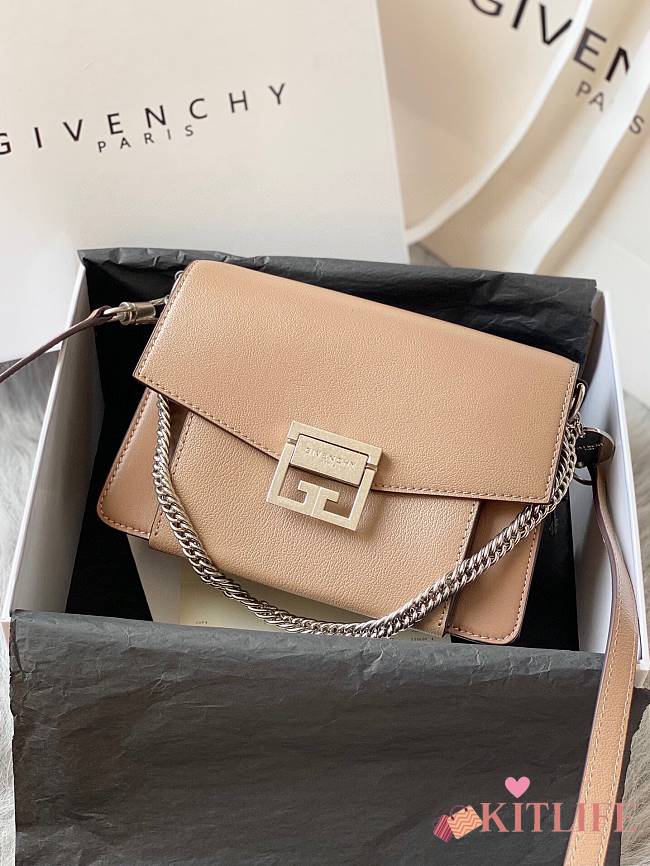 Kitlife Givenchy GV3 Crossbody Beige Bag Silver Hardware - 21x14x7cm - 1