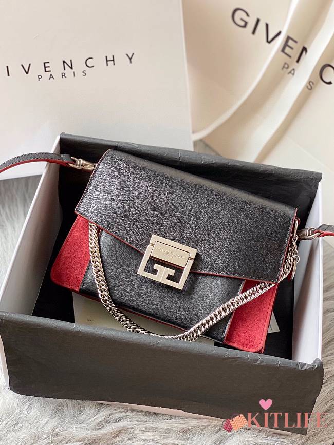 Kitlife Givenchy GV3 Crossbody Black and Red Bag Silver Hardware - 21x14x7cm - 1