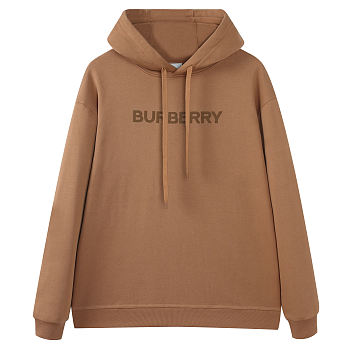 Kitlife Burberry Logo Print Cotton Hoodie Camel