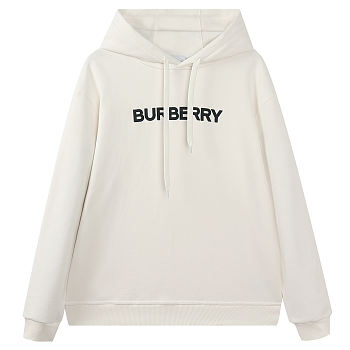 	 Kitlife Burberry Logo Print Cotton Hoodie White