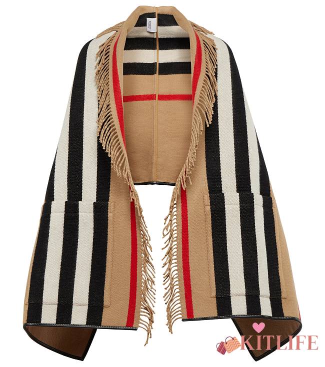 Kitlife Burberry Icon Stripe Wool Cashmere Jacquard Cape - 1