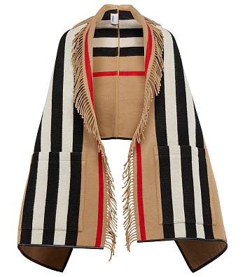 Kitlife Burberry Icon Stripe Wool Cashmere Jacquard Cape