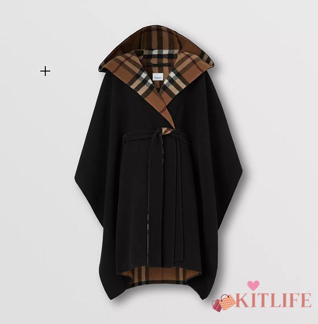 Kitlife Burberry Reversible Check Wool Hooded Cape - 1