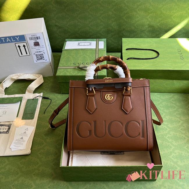 Kitlife Gucci Diana Small Tote Bag In Brown Leather - 27x24x11cm - 1