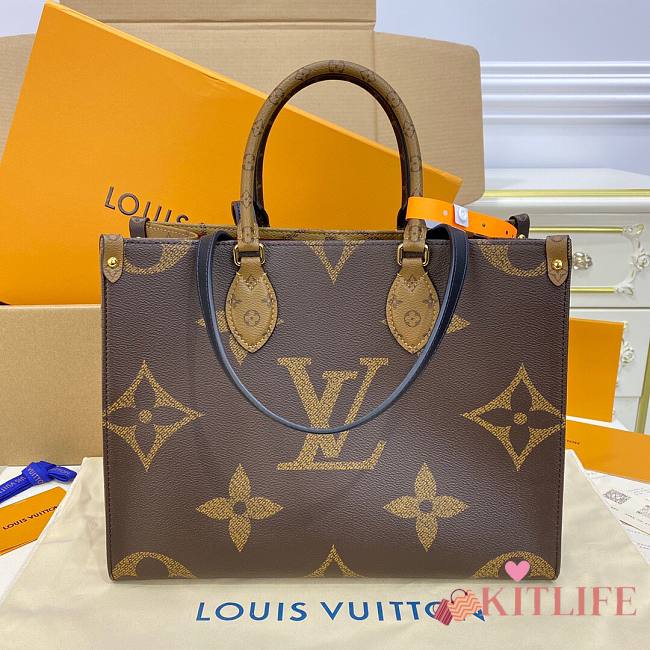 Louis Vuitton Onthego Monogram Giant Reverse Brown In Coated Canvas With Gold-Tone - M45039 - 35 x 27 x 14  cm - 1