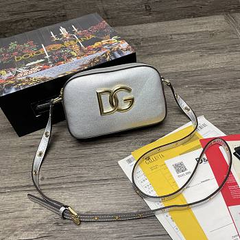 Kitlife Dolce & Gabbana Leather DG Logo Shoulder Silver Bag - 12*19*5.5cm