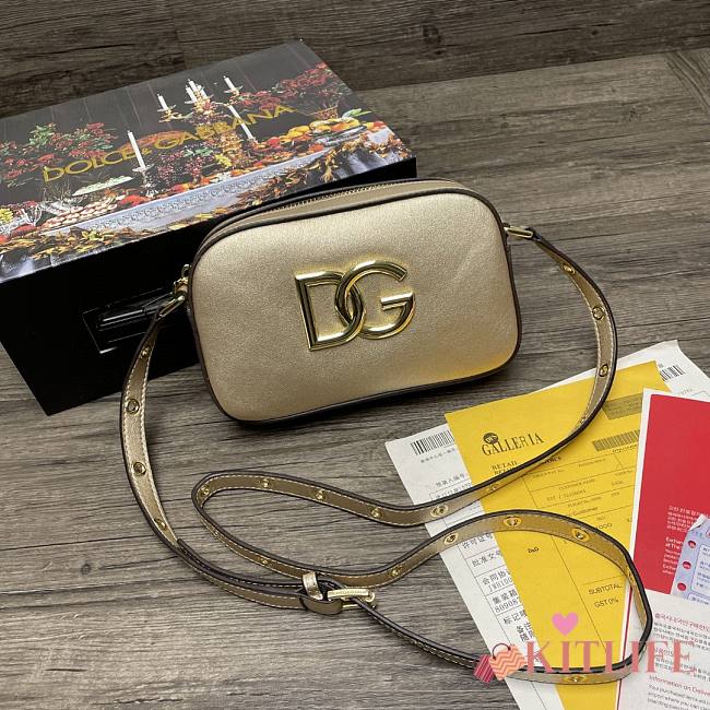 Kitlife Dolce & Gabbana Leather DG Logo Shoulder Gold Bag - 12*19*5.5cm - 1