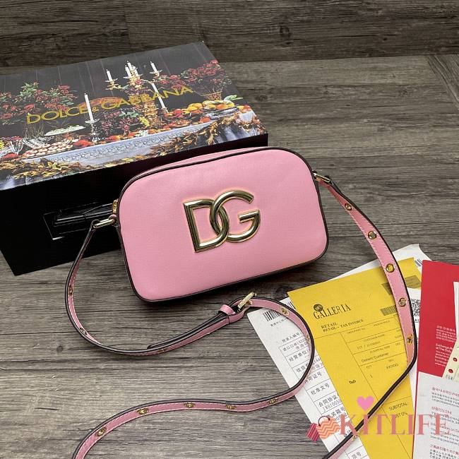 	 Kitlife Dolce & Gabbana Leather DG Logo Shoulder Pink Bag - 12*19*5.5cm - 1