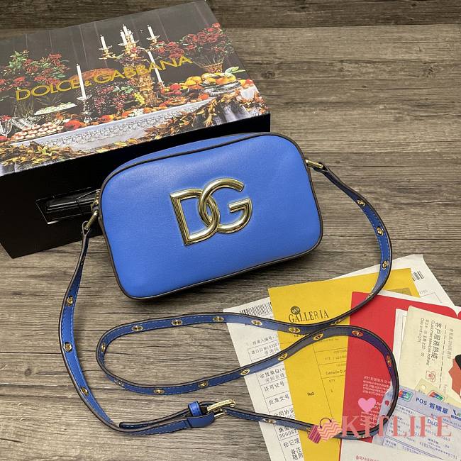 	 Kitlife Dolce & Gabbana Leather DG Logo Shoulder Blue Bag - 12*19*5.5cm - 1