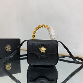 	 Kitlife Versace La Medusa Mini Black Grained Leather Bag - 16x12x6cm