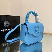 Kitlife Versace La Medusa Mini Blue Grained Leather Bag - 16x12x6cm - 4