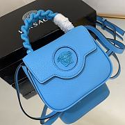 Kitlife Versace La Medusa Mini Blue Grained Leather Bag - 16x12x6cm - 5