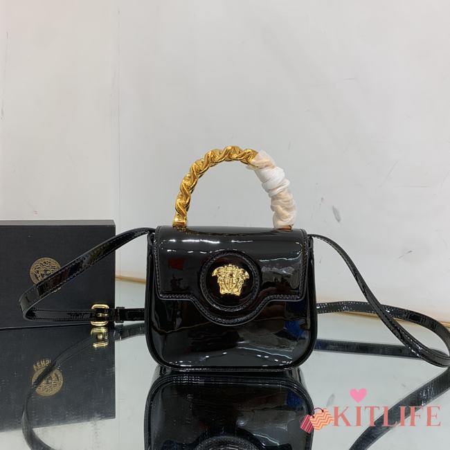 Kitlife Versace La Medusa Patent Mini Black Bag - 16x12x6cm - 1