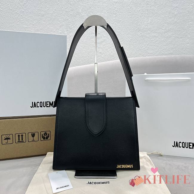 Kitlife Jacquemus Black Le Bambino 24 Leather Shoulder Bag - 26x22x9.5cm - 1