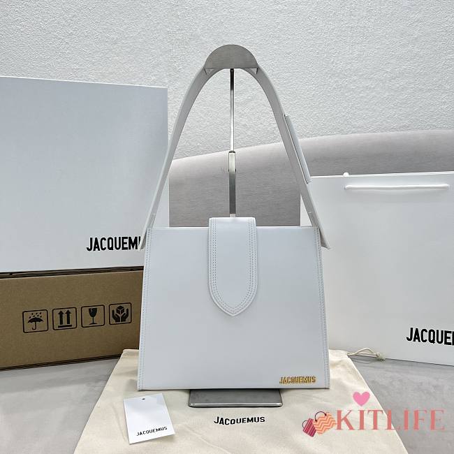 	 Kitlife Jacquemus White Le Bambino 24 Leather Shoulder Bag - 26x22x9.5cm - 1