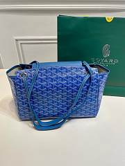 Kitlife Goyard Goyardine Canvas & Chevroches Calfskin Rouette PM Bag Blue - 23cm x14cm x31cm - 5