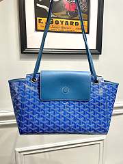 Kitlife Goyard Goyardine Canvas & Chevroches Calfskin Rouette PM Bag Blue - 23cm x14cm x31cm - 1