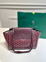 	 Kitlife Goyard Goyardine Canvas & Chevroches Calfskin Rouette PM Bag Burgundy - 23cm x14cm x31cm - 5