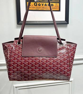 	 Kitlife Goyard Goyardine Canvas & Chevroches Calfskin Rouette PM Bag Burgundy - 23cm x14cm x31cm