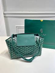 	 Kitlife Goyard Goyardine Canvas & Chevroches Calfskin Rouette PM Bag Green - 23cm x14cm x31cm - 2