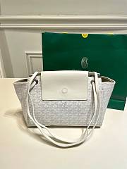 	 Kitlife Goyard Goyardine Canvas & Chevroches Calfskin Rouette PM Bag White - 23cm x14cm x31cm - 3