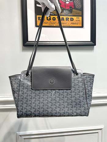 	 Kitlife Goyard Goyardine Canvas & Chevroches Calfskin Rouette PM Bag Grey - 23cm x14cm x31cm