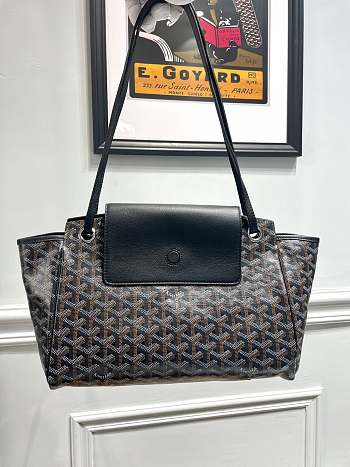 	 Kitlife Goyard Goyardine Canvas & Chevroches Calfskin Rouette PM Bag Black - 23cm x14cm x31cm