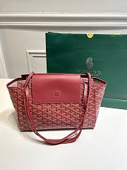 	 Kitlife Goyard Goyardine Canvas & Chevroches Calfskin Rouette PM Bag Red - 23cm x14cm x31cm - 5