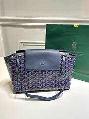 	 Kitlife Goyard Goyardine Canvas & Chevroches Calfskin Rouette PM Bag Navy Blue - 23cm x14cm x31cm - 2