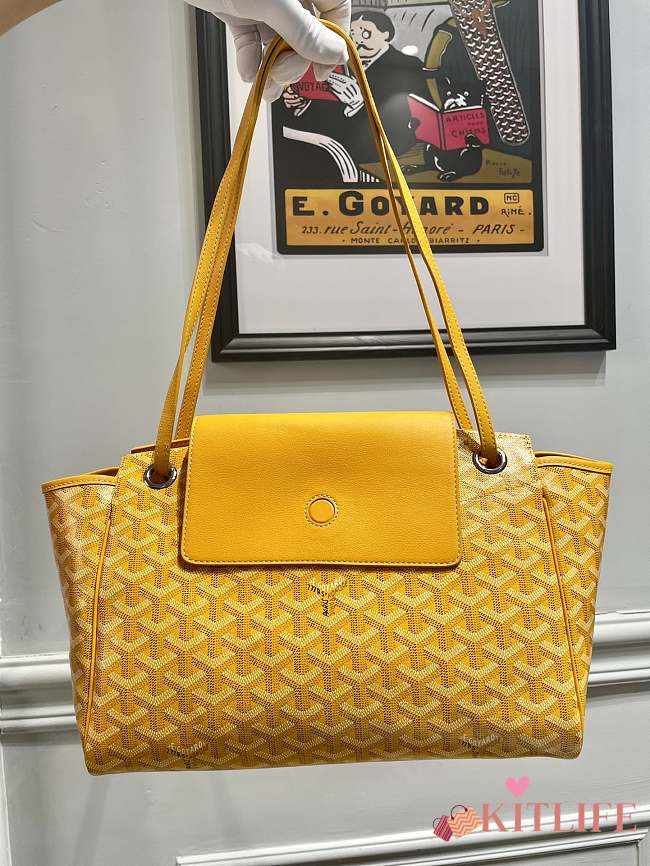 	 Kitlife Goyard Goyardine Canvas & Chevroches Calfskin Rouette PM Bag Yellow - 23cm x14cm x31cm - 1