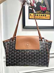 	 Kitlife Goyard Goyardine Canvas & Chevroches Calfskin Rouette PM Bag Brown and Black - 23cm x14cm x31cm - 1