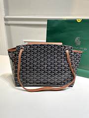 	 Kitlife Goyard Goyardine Canvas & Chevroches Calfskin Rouette PM Bag Brown and Black - 23cm x14cm x31cm - 5