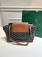 	 Kitlife Goyard Goyardine Canvas & Chevroches Calfskin Rouette PM Bag Brown and Black - 23cm x14cm x31cm - 3