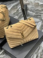 	 Kitlife YSL Loulou Toy Large quilted suede cross-body bag light brown - 467072 - 25x17x9cm - 3