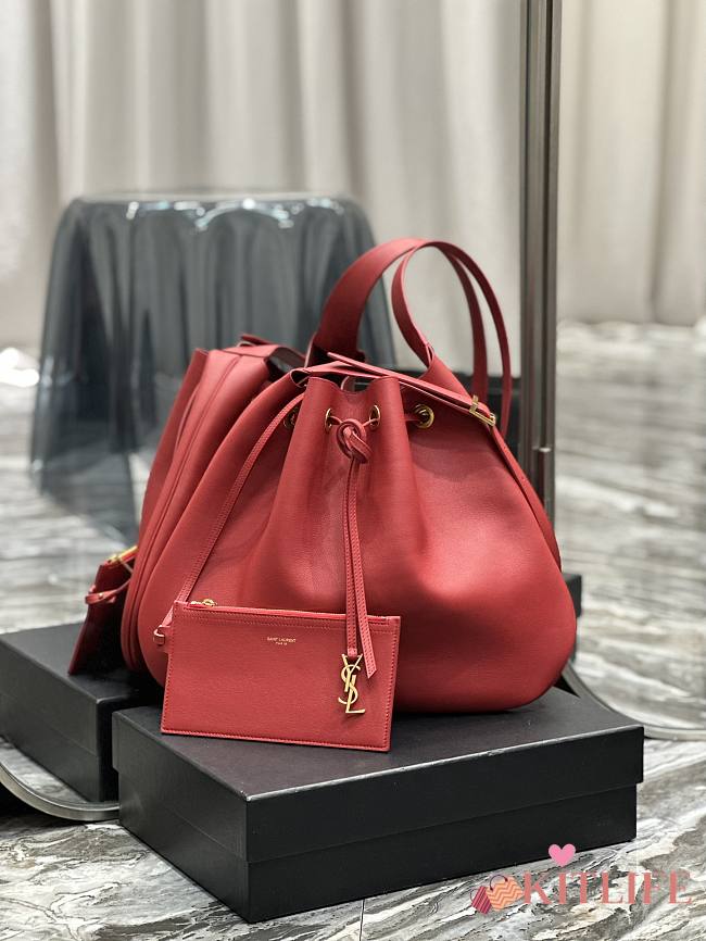 	 Ktilife YSL Flat Hobo Bag in Red - 697941 - 44×33×2.5cm - 1