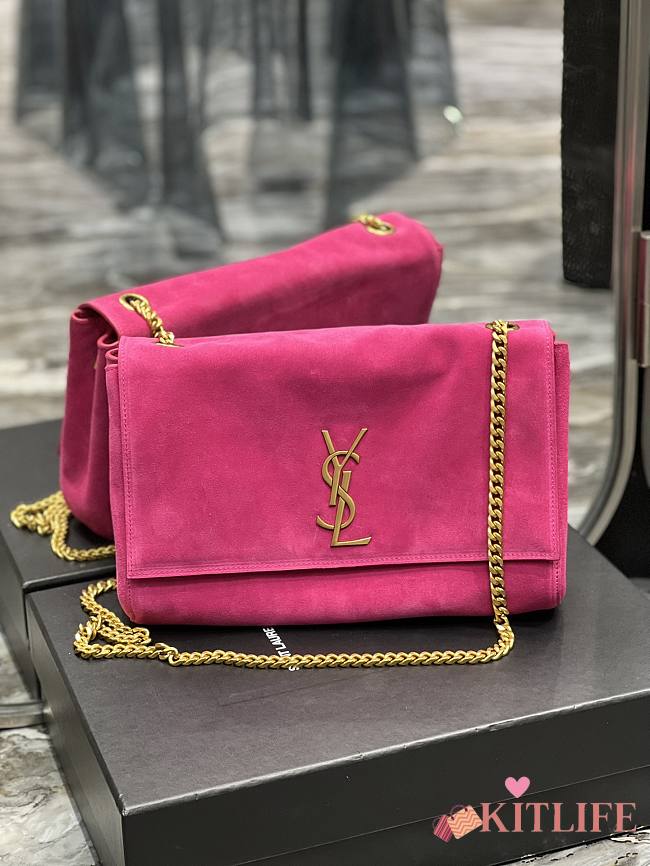 Kitlife YSL Kate reversible suede pink shoulder bag - 28.5x20x6cm - 553804 - 1