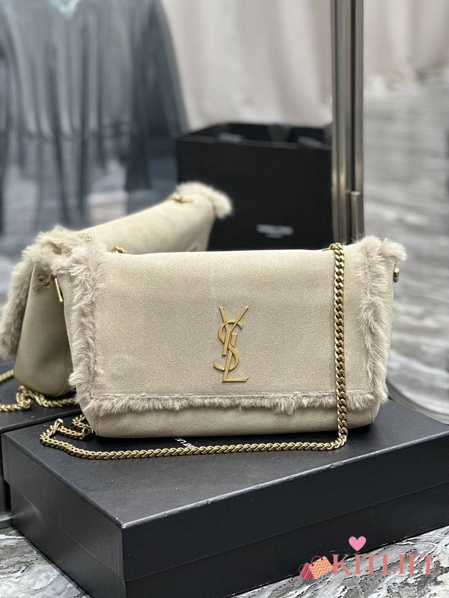 Kitlife YSL Kate reversible suede and soft shearling shoulder bag - 553804 - 28.5x20x6cm - 1