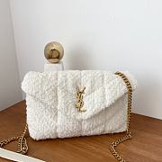 	 Kitlife YSL Loulou Puffer Toy Leather-trimmed Quilted Bouclé Shoulder White Bag - 23×15.5×5.8cm - 1