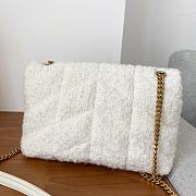 	 Kitlife YSL Loulou Puffer Toy Leather-trimmed Quilted Bouclé Shoulder White Bag - 23×15.5×5.8cm - 5