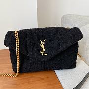 Kitlife YSL Loulou Puffer Toy Leather-trimmed Quilted Bouclé Shoulder Black Bag - 23×15.5×5.8cm - 1