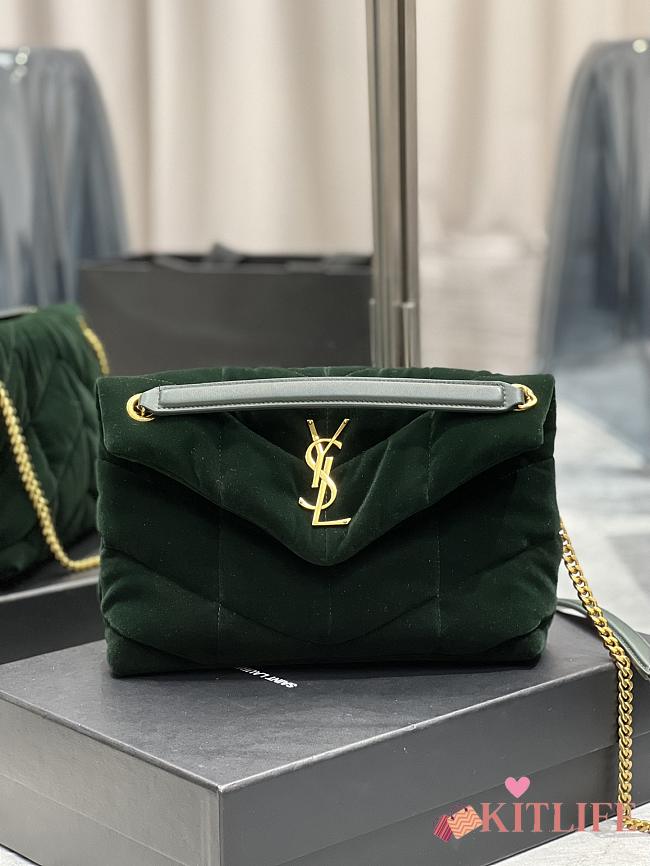 Kitlife YSL Loulou Puffer Small Green Velvet Leather - 23×15.5×5.8cm - 1