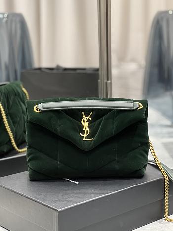 Kitlife YSL Loulou Puffer Small Green Velvet Leather - 23×15.5×5.8cm