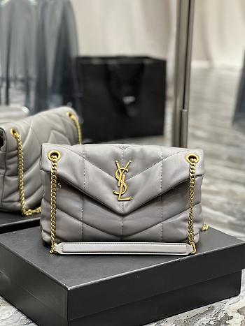 Kitlife YSL Medium Louou Puffer in Lambskin Grey - 29x17x11cm